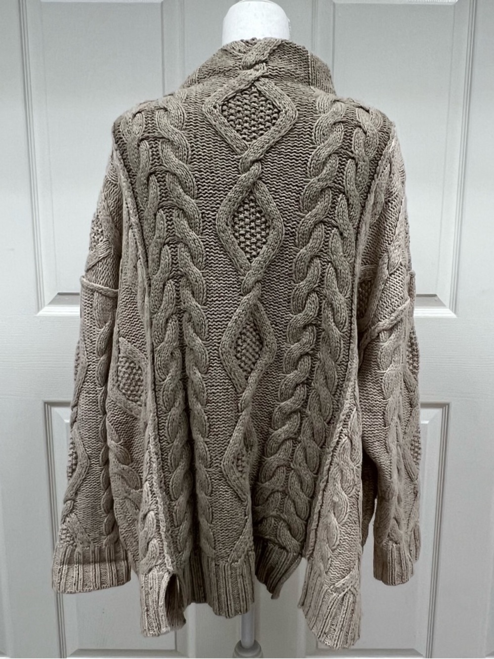 Free People Living the Dream Tunic Oversized Sweater in Oatmeal Combo Size M - Picture 10 of 14